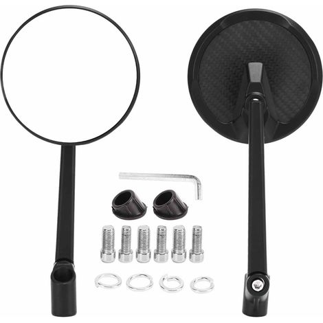 Rétroviseurs Moto Noirs Ronds 8mm 10mm Vision Claire Remplacement Pour Cruiser Chopper VStar Virago Warrior (1/5)