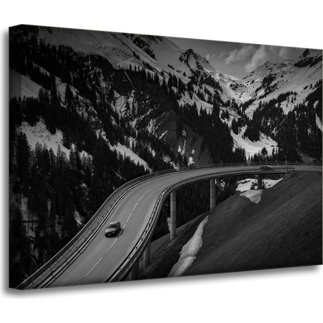 Leinwanddruck Naturstraße durch die Berge 70x50 cm