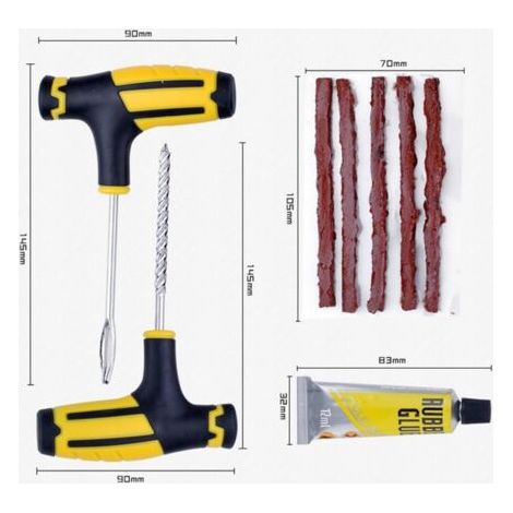 Herramientas para reparar neumáticos de coche, herramientas de vacío para reparar neumáticos de coche, tapones de reparación de neumáticos en forma de T.