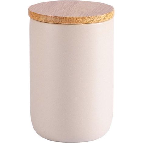 Bocaux de conservation en céramique simple avec couvercles en bois, bocaux hermétiques C (1/5)