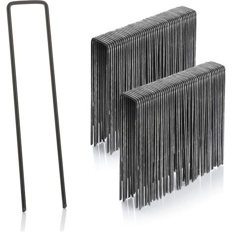 Lot de 100 Piquets de Fixation - 15 cm x 2.5 cm - 2.9 mm - Acier Galvanis-Sardine Piquet Terre Tente Jardin (1/5)