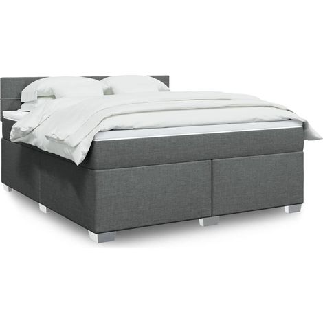 Boxspringbett mit Matratze Dunkelgrau 180x200 cm Stoff