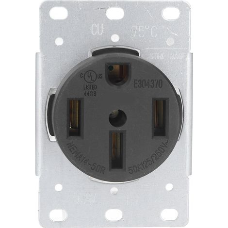Prise de courant industrielle NEMA 14-50R, norme américaine, 4 trous, 50A, 125V/250V