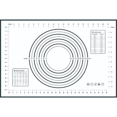 Tapis de Cuisson en Silicone Anti-adhésif Tapis de Pâte avec Mesures (Le Noir,60 x 40 cm) (1/5)