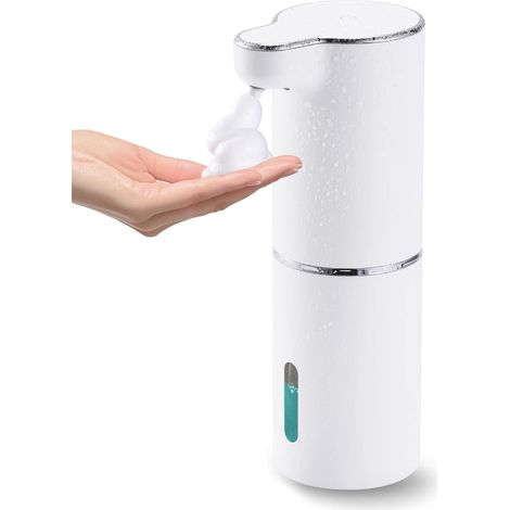 Dispensador automático de jabón espumoso para manos, sin contacto, rellenable, para encimera de baño (blanco)