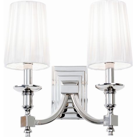 Endon Domina - Lampada da parete per interni a candela nichel con paralumi plissettati bianchi, E14 (1/5)