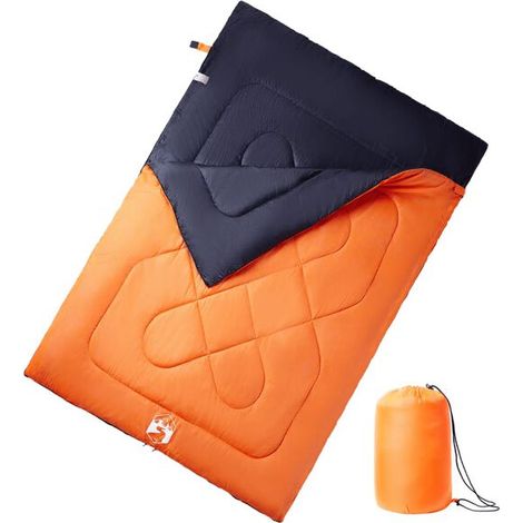 Sac de couchage double et oreiller adulte, adaptés au camping trois ou quatre saisons.