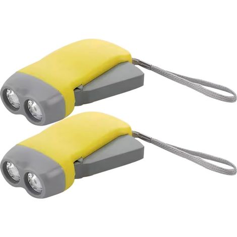 Lot De 2/4/8/10 Lampes De Poche À Manivelle, 2 Lampes De Poche À Dynamo D'urgence À LED, Auto-alimentée, Pour La Pêche, Les Voyages(Yellow color,Set 1)