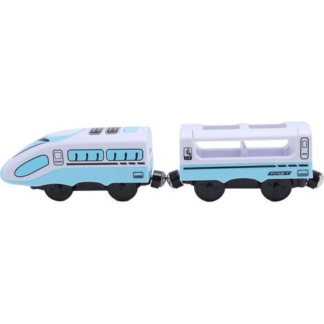 Train électrique pour tout-petits, jouet motorisé à piles, compatible avec Thomas, bleu et blanc (1/5)