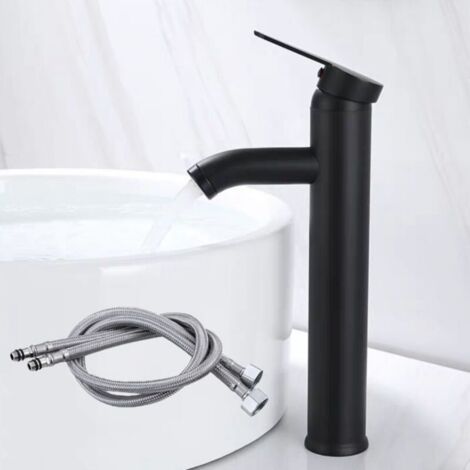 Robinet de lavabo, grand robinet de salle de bain avec eau chaude et froide, surface froide, tête de dragon spéciale, mitigeur d'eau spécial Myled, robinet de salle de bain noir (1/5)