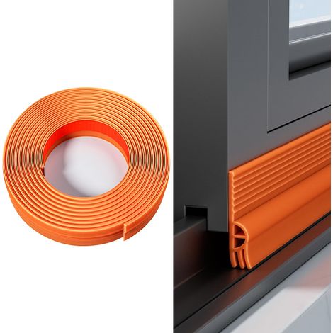 Joint Fenetre Isolation Thermique et Phonique Autocollante, Bande d'Etanchéité pour Fenetre Anti Froid, Bande de Joint Fenetres Coulissante pour Isoler du Bruit, Anti-intempéries (Orange, 2m)