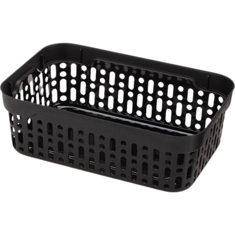 Cestino portaoggetti in plastica per bagno, cucina e ufficio, 18x12x6 cm, nero, Lidia (1/5)