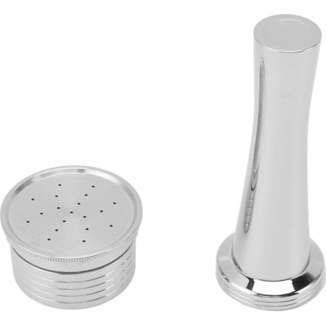 Capsules de café réutilisables en acier inoxydable, écologiques et rechargeables, avec cuillère, goupillon et marteau. (1/5)