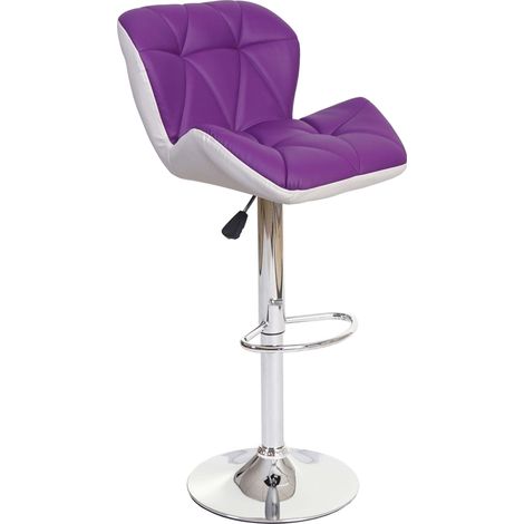 Taburete de bar silla alta regulable en altura con estructura de acero cromado sintético violeta 040001232