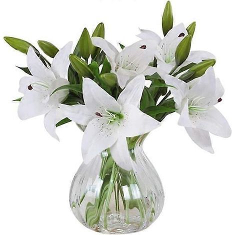 Fleurs artificielles, lot de 5 lys artificiels en latex (1/4)