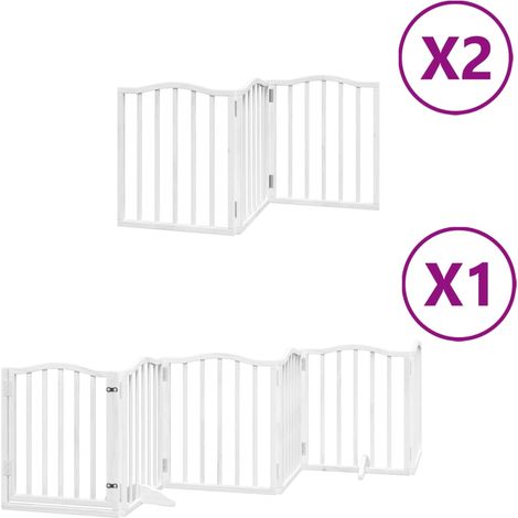 Barrière de sécurité pour chien animaux de compagnie porte pliable 12 panneaux bois de peuplier blanc (1/5)