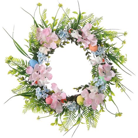 Guirlande De Pâques - Couronne Artificielle Avec Œufs En Mousse Plastique - 50 Cm - Pour Porte Fenêtre Mur Jardin Intérieur Extérieur - 1 Pièce (1/5)