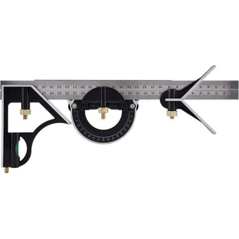 YMYNY R&egravegle multifonction r&eacuteglable &agrave angle droit carr&eacute Outil de mesure pour travaux manuels &agrave la maison (Noir)