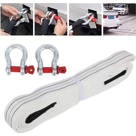 Câble de remorquage pour voiture de 6 m avec crochet en acier en forme de U de taille moyenne, capacité de charge de 12 tonnes (BY-978-2) (surpoids). (1/5)