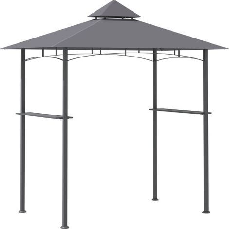 Grillpavillon Gartenzelt flammhemmendes Doppeldach grau 245x148x252cm ideal für Balkon & Garten 
On-Site