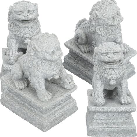 paires de statues de lions créatives en grès Petites et
