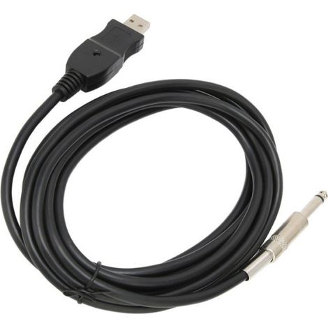 cordon de guitare USB câble audio de guitare de 3 mètres 35 mm interface USB mâle vers câble de (1/4)