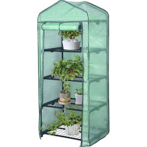 WOLTU Invernadero de Jardín para Plantas con 4 Niveles 69x49x158 cm Invernadero Tipo Caseta de Jardín Cultivos Flores y Verduras (Verde) (1/5)