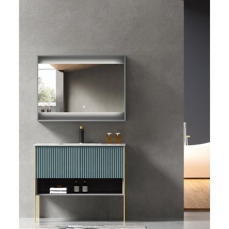 Meuble de salle de bain Vert Calcutta - 90 cm (1/2)