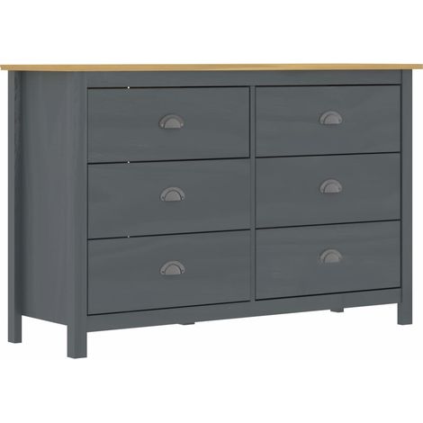 vidaXL Sideboard "Hill" Grey 125x40x80 cm Solid Pine Wood (1/5)