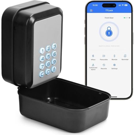 Boîte À Clés Intelligente Grand Format Avec Verrou - Contrôle Via l'Application TTLock, Déverrouillage Par Bluetooth Et Code Secret - Boîte À Clés Murale Pour Agents Immobiliers Et Bureaux (1/5)
