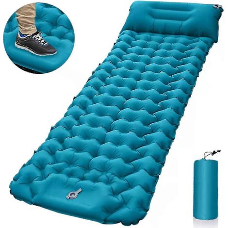 Matelas de camping autogonflant : matelas de camping simple, épais et léger, matelas de camping double gonflable et attachable, matelas de camping compact gonflable bleu paon… (1/5)