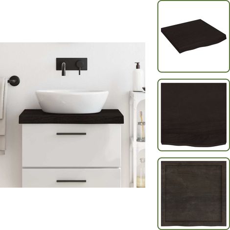 Comptoir de salle de bain marron foncé bois massif traité - Comptoir De Salle De Bain - Comptoir En Bois - Plan De Travail Salle De Bain - Meuble Lavabo - Bois Massif (1/5)