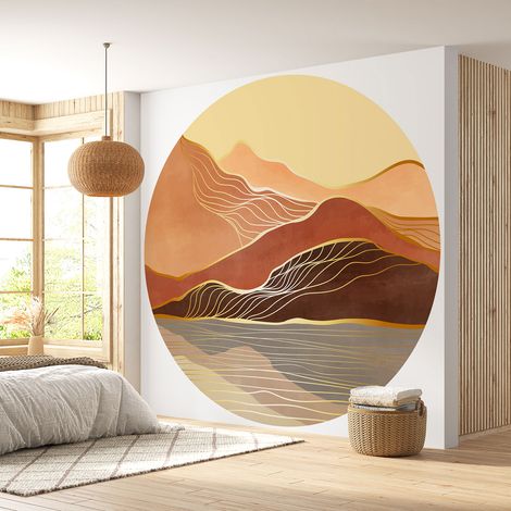 Papier peint rond / cercle - Paysage design - Diamètre 50 cm (1/4)