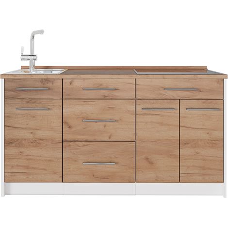 Cucine componibili piccole Fame-Line, Rovere dorato/Bianco, 150 cm, PL Rovere, Vicco (1/5)
