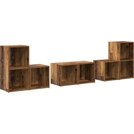 Maison Exclusive - TV-Schrankset Wandmontiert 6 pcs Altholz Holzw