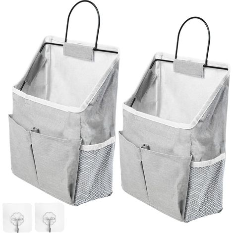 Confezione da 2 borse portaoggetti da appendere alla parete con tasche, stile minimalista, per cucina, camera da letto, dormitorio (1/5)