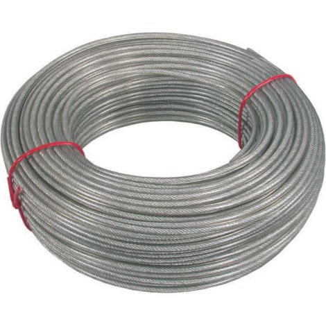 Cavetto acciaio zincato rivestito in pvc trasparente - ø mm.6 in rotoli da mt.100