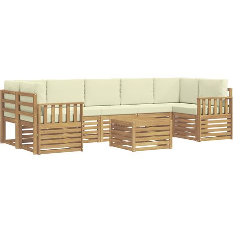 Ensemble de canapés d'extérieur 8 pc Blanc et crème Polyester vidaXL