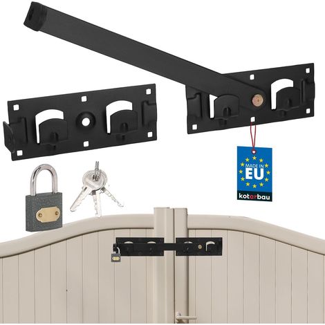 Double jeté de porte gauche et droite avec cadenas pour double porte de jardin, verrou de portail, serrure de portail, verrou de porte (1/5)