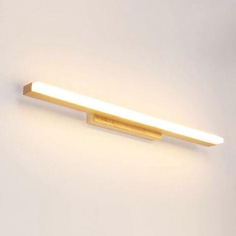 Applique murale LED en bois de style nordique pour coiffeuse, longue bande de 40 cm, blanc chaud 3000K, idéale pour une coiffeuse. (1/5)
