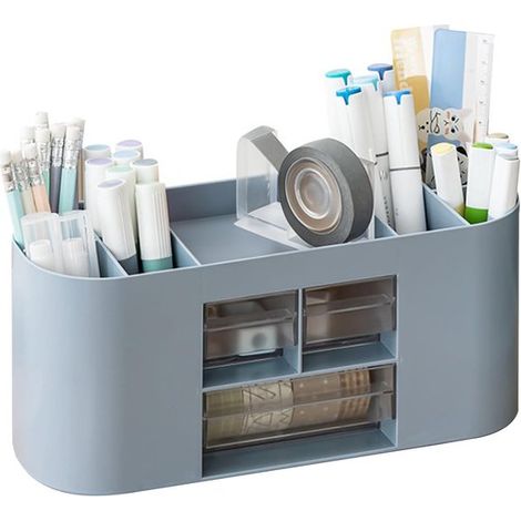 Stiftehalter Aufbewahrungsbox Schreibtisch-Organizer 10 Fächer großes Fassungsvermögen zwei transparente Schubladen geeignet zur Aufbewahrung von 26 (1/5)