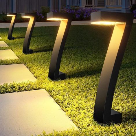 Lot de 4 lampes solaires d'extérieur élégantes, extrêmement lumineuses et étanches IP65, parfaites pour les pelouses Label (1/4)
