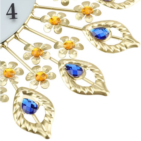 Horloge Murale Diamant en Fer Forgé Style Européen avec Motif Fleur (1/5)