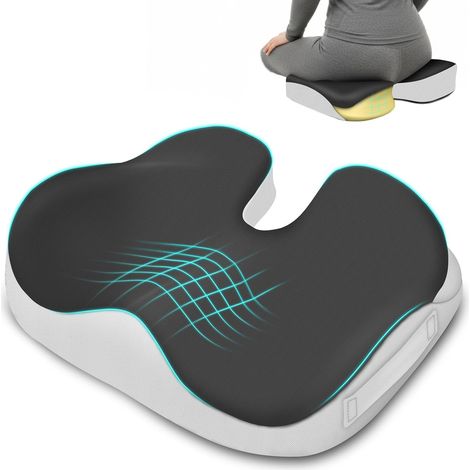 Coussin De Siège Ergonomique Mousse À Mémoire De Forme [Noir]  Coussin De Siège Pour Bureau, Voiture Et Maison, Soulagement De La Pression, Housse Lavable, Support Ergonomique (1/5)