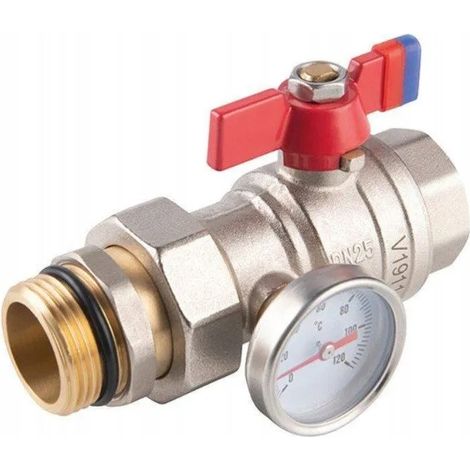 Kugelhahn GW-GZ mit Absperrklappe, mit Schraubanschluss, mit Thermometer, 1", F-Power (1/3)