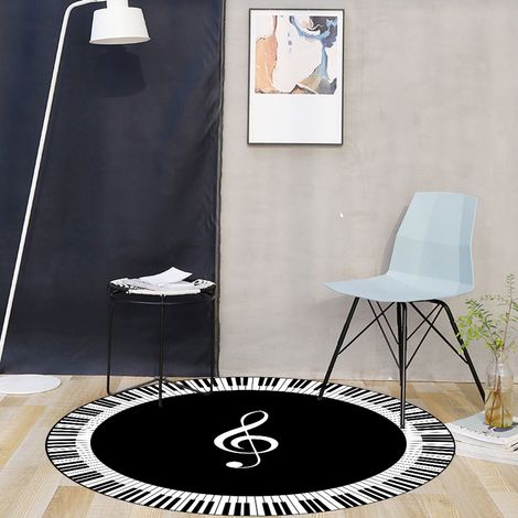 Tapis visuel à motif de notes de musique, idéal pour la maison, la chambre, le salon, comme paillasson, sous un canapé ou comme tapis d'illusion d'optique, 100 x 100 cm (1/5)