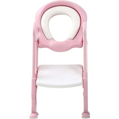 Töpfchentrainer Kinder-Töpfchen Toilettensitz mit Treppe Rutschfest stabil klappbar Rosa