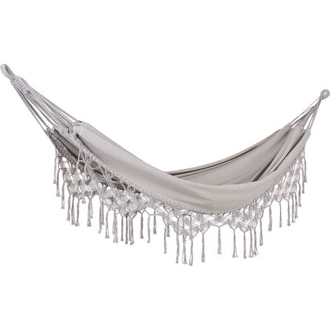 Hamaca de algodón poliéster gris claro columpio jardín boho interior exterior Rocca