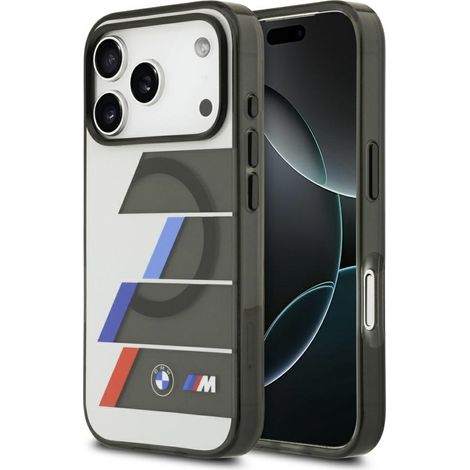 Funda MagSafe BMW M IML con botones metálicos y líneas tricolores para iPhone 17 Pro, color antracita. (1/5)