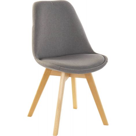 Chaise cuisine élégante polyester et hêtre avec assise bleue - Bleu nuancé de gris (1/5)